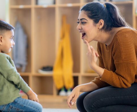 Pediatric speech therapy session improving communication skills for a child