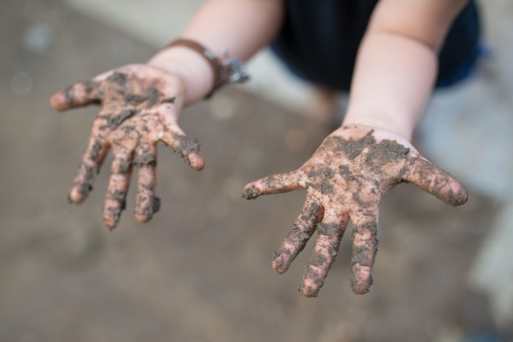 Child’s dirty hands after outdoor play, exposure to viruses that cause warts